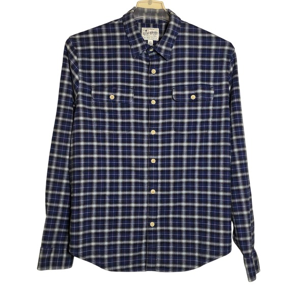 Lucky Brand Other - Lucky‎ Brand Mens Large Saturday Stretch Flannel Shirt Long Sleeve Plaid Blue